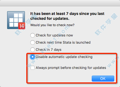 5选择【Dissable automatic update checking】
