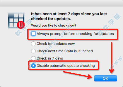 4选择【Dissable automatic update checking】