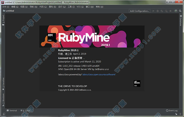 RubyMine 2019汉化破解版