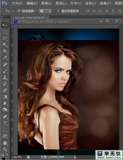 photoshop给美女照片添加双重曝光特效素材背景