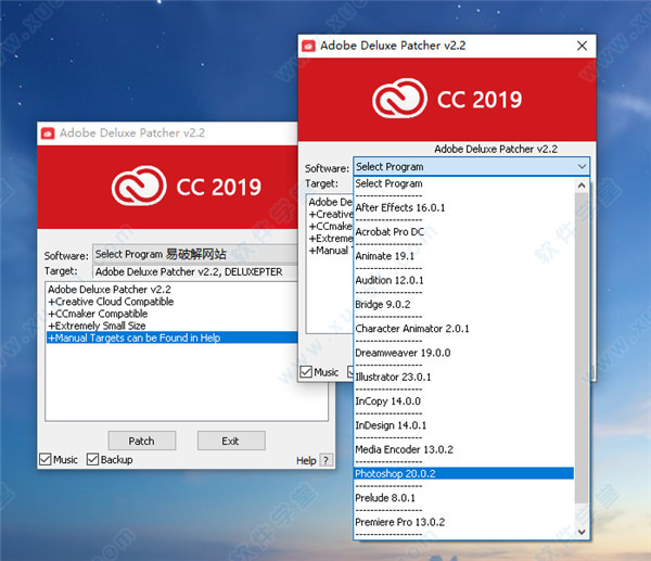 Adobe CC 2019通用破解授权补丁 Deluxe Patcher