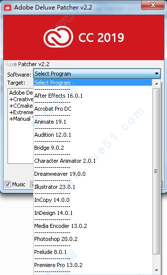 Adobe CC 2019通用破解授权补丁 Deluxe Patcher