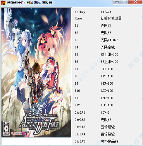 妖精剑士F邪神降临十七项修改器游侠版