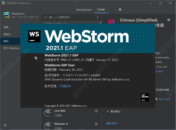 WebStorm2021汉化激活版